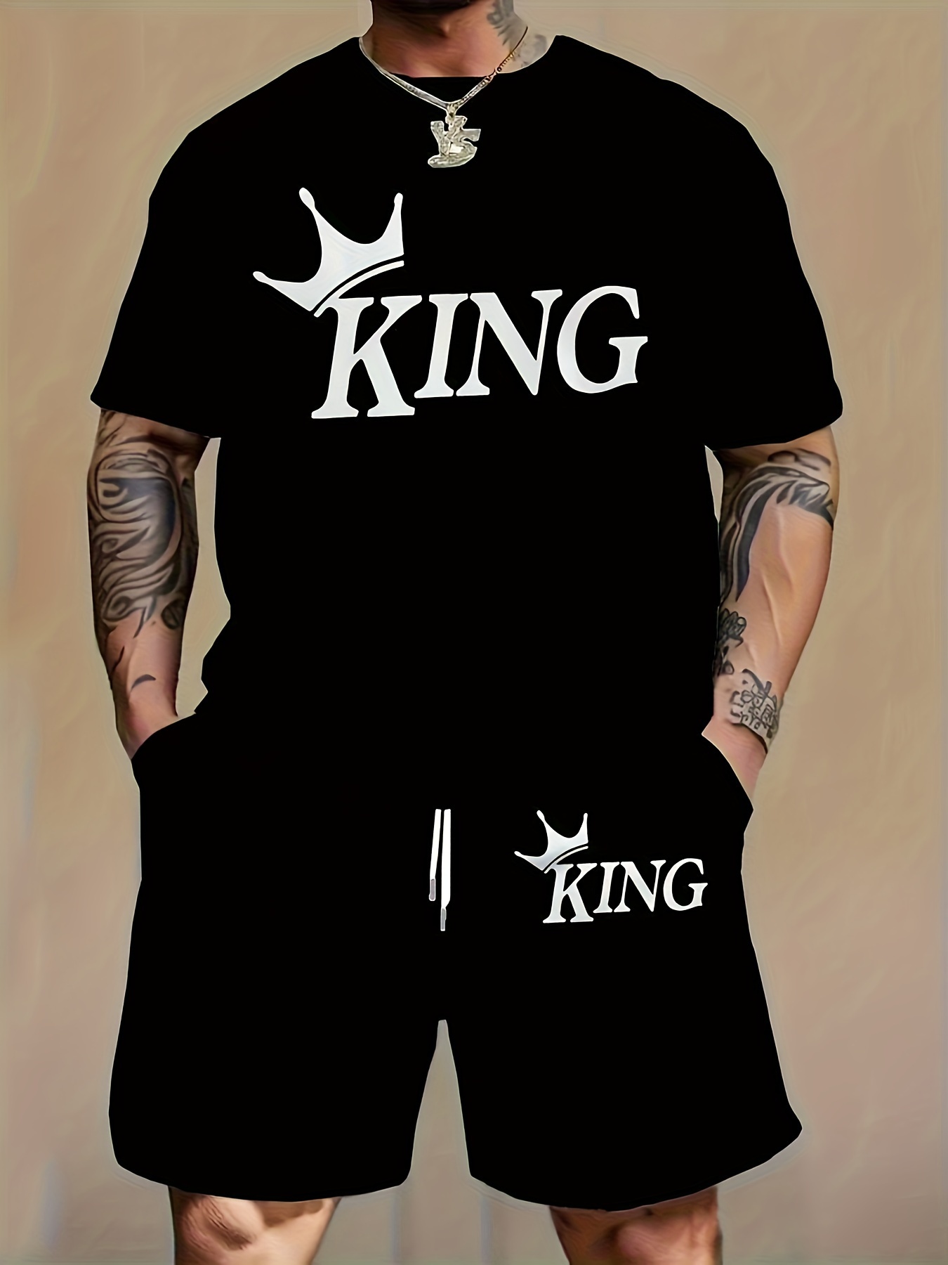 Men'S Fashion Videos - Herenmode 2-delig matchend set met letterprint,