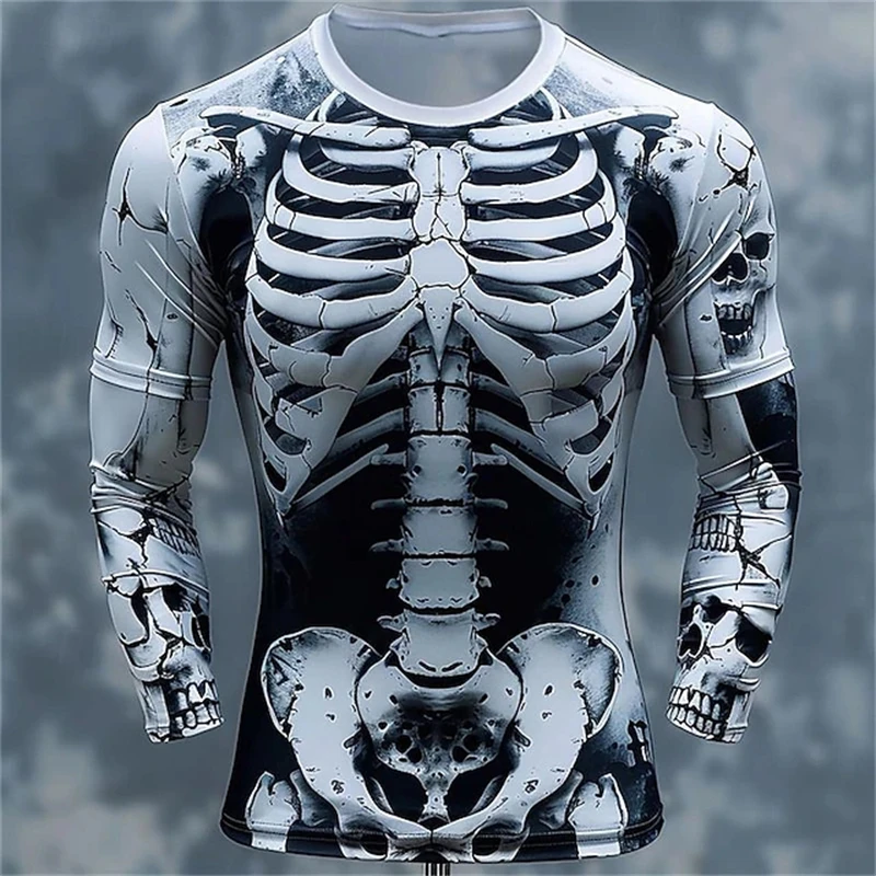 Men'S Fashion T Shirts - 3D Print Skelet Schedels Patroon T-shirts