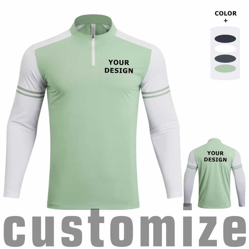 Mens Fashion Summer - Custom DIY Langarm Half-zip T-shirt Heren