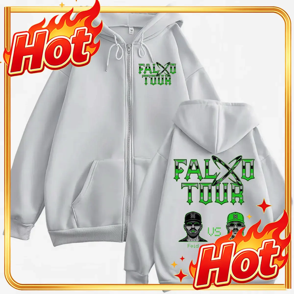 Mens Fashion Zip Up Hoodies - Feid Vs Ferxxo Falxxo Tour 2026