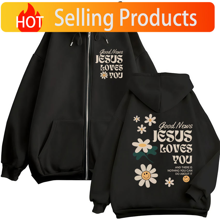 Goed nieuws Jezus houdt van je - Mens Fashion Zip Up Hoodies recensie en prijs