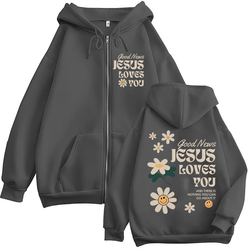 Goed nieuws Jezus houdt van je - Mens Fashion Zip Up Hoodies recensie en prijs