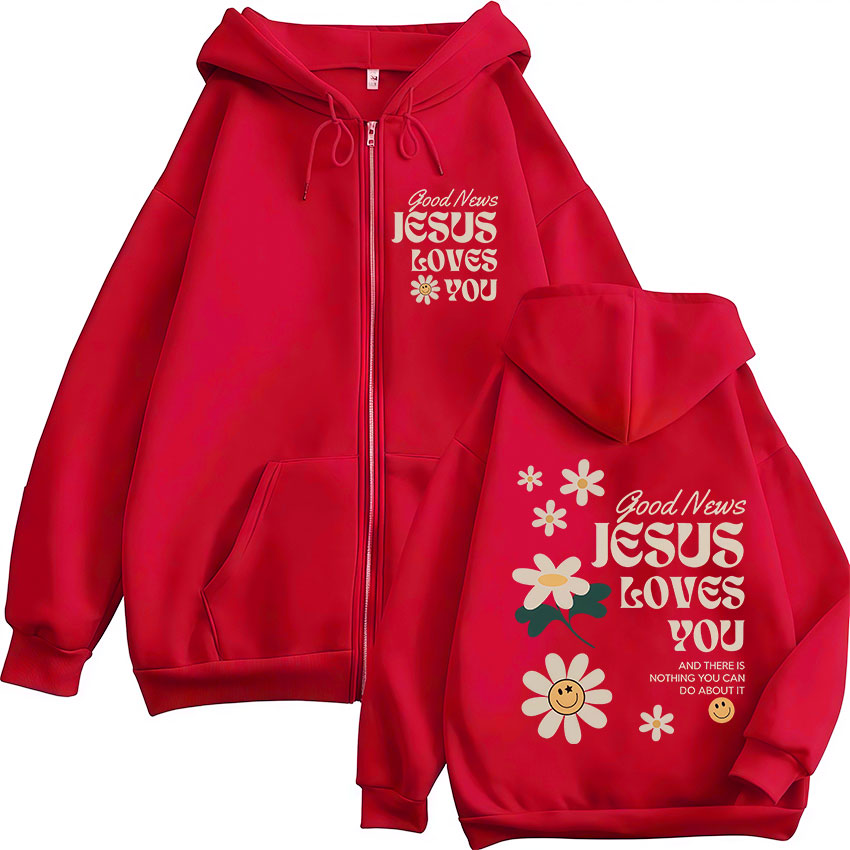 Goed nieuws Jezus houdt van je - Mens Fashion Zip Up Hoodies recensie en prijs