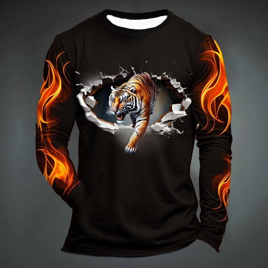 Grappige Tijgerprint T-shirt V - Mens Fashion Clothes recensie en prijs
