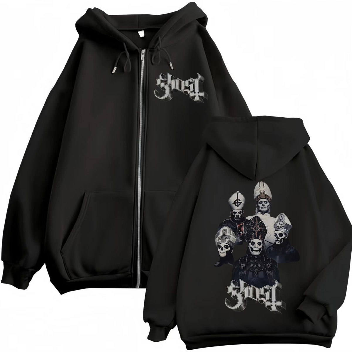 Hot Sale Ghost Band Rits Hoodi - Mens Fashion Zip Up Hoodies recensie en prijs